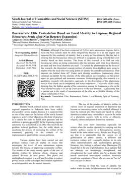 Saudi Journal of Humanities and Social Sciences (SJHSS) Bureaucratic Elite Contestation Based on Local Identity to Improve Regio