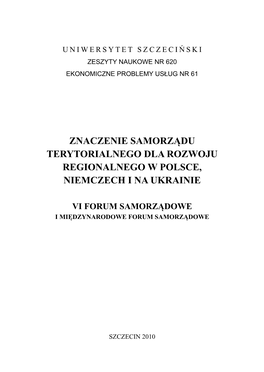 Znaczenie Samorządu Terytorialnego Dla Rozwoju Regionalnego W Polsce, Niemczech I Na Ukrainie