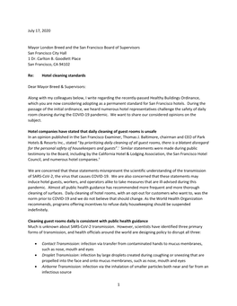 1 July 17, 2020 Mayor London Breed and the San Francisco Board of Supervisors San Francisco City Hall 1 Dr. Carlton B. Goodlett