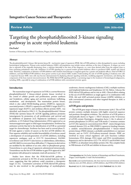 Targeting the Phosphatidylinositol 3-Kinase Signaling Pathway in Acute