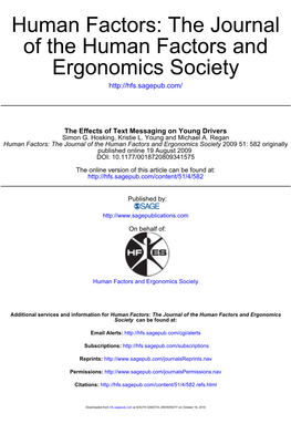 Ergonomics Society of the Human Factors and Human Factors