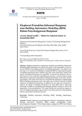 (BIM) Dalam Penyelenggaraan Bangunan