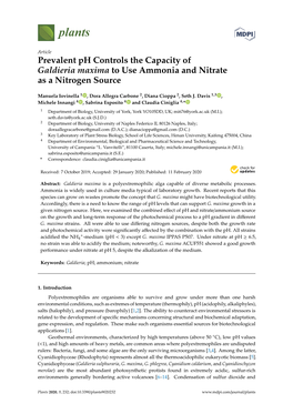 Prevalent Ph Controls the Capacity of Galdieria Maxima to Use Ammonia and Nitrate As a Nitrogen Source