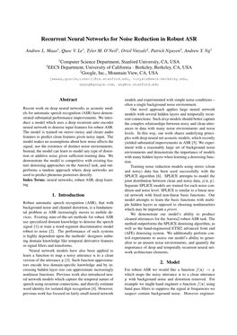 Recurrent Neural Networks for Noise Reduction in Robust ASR