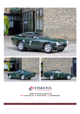 20 7584 7403 E-Mail Cars@Fiskens.Com 1964 Sunbeam Tiger Le Mans Coupe