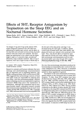 Effects of SHT3 Receptor Antagonism by Tropisetron on the Sleep EEG