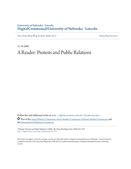 A Reader: Protests and Public Relations