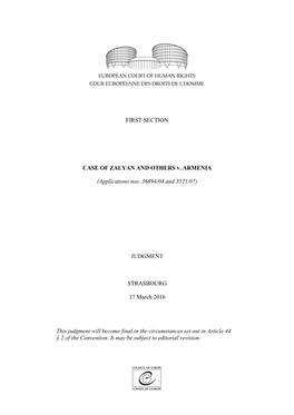 FIRST SECTION CASE of ZALYAN and OTHERS V. ARMENIA