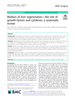 Markers of Liver Regeneration—The Role of Growth Factors and Cytokines