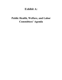Public Health, Welfare, and Labor Committeesï¿½ Agenda