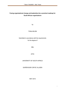 Fusing Organisational Change and Leadership Into a Practical Roadmap for South-African Organisations