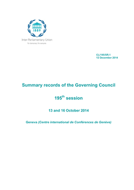 Summary Records of the Governing Council 195 Session