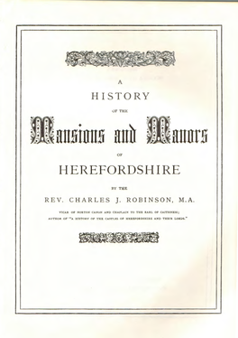 A History of the Mansions and Manors of Herefordshire