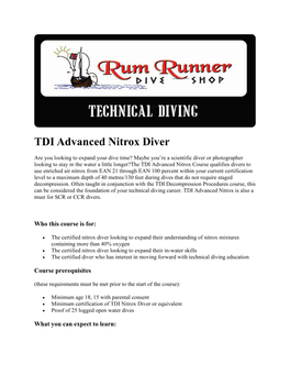 TDI Advanced Nitrox Diver