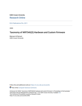 Taxonomy of WRT54G(S) Hardware and Custom Firmware