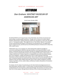 Press Dan Graham: Whitney Museum of American Art Artforum, October