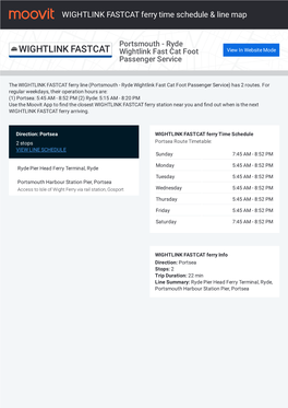 WIGHTLINK FASTCAT Ferry Time Schedule & Line Route