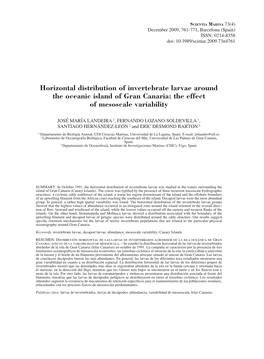 Horizontal Distribution of Invertebrate Larvae Around the Oceanic Island of Gran Canaria: the Effect of Mesoscale Variability
