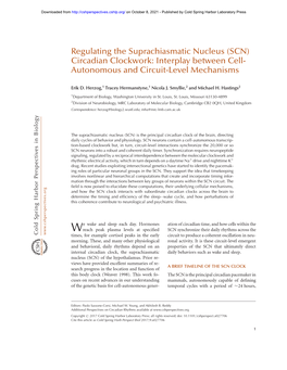 Regulating the Suprachiasmatic Nucleus (SCN) Circadian Clockwork: Interplay Between Cell- Autonomous and Circuit-Level Mechanisms