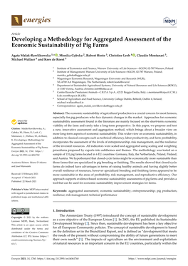 Developing a Methodology for Aggregated Assessment of the Economic Sustainability of Pig Farms