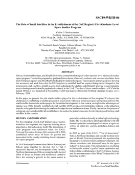 The Role of Small Satellites in the Establishment of the Gulf Region's First Graduate Level Space Studies Program