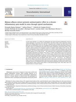 Mansoa Alliacea Extract Presents Antinociceptive Effect in a Chronic