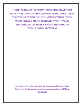 Form 1 As Per Eia Notification 2006 for Pirattiyur (East