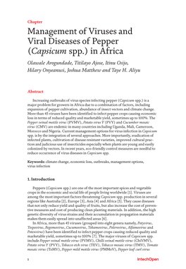 Management of Viruses and Viral Diseases of Pepper (Capsicum Spp.)