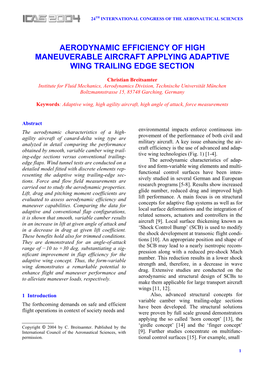 Aerodynamic Efficiency of High Maneuverable Aircraft Applying Adaptive Wing Trailing Edge Section