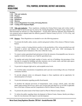 Article 1 Title, Purpose, Definitions, District and General Regulations