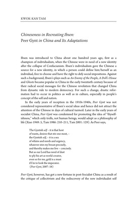 Peer Gynt in China and Its Adaptations