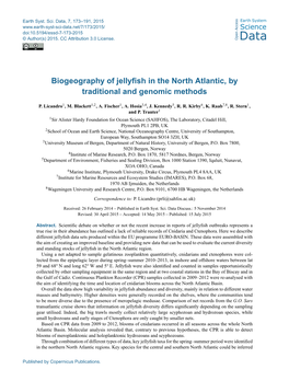 Biogeography of Jellyfish in the North Atlantic, by Traditional and Genomic Methods
