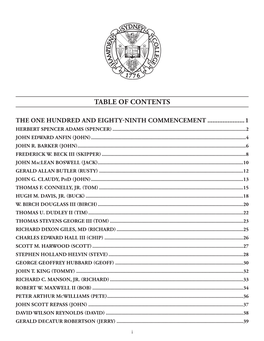 Table of Contents