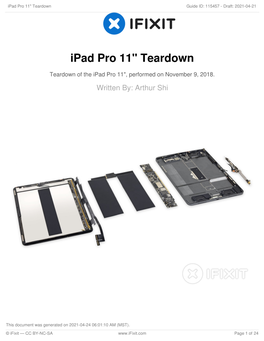 Ipad Pro 11" Teardown Guide ID: 115457 - Draft: 2021-04-21