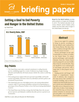 Setting a Goal to End Poverty and Hunger in the United States