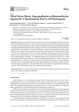 Tibial Nerve Block: Supramalleolar Or Retromalleolar Approach? a Randomized Trial in 110 Participants