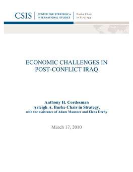 Economic Challenges in Post-Conflict Iraq