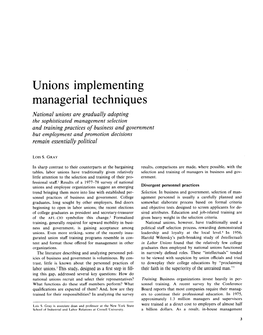 Unions Implementing Managerial Techniques