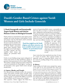 Daesh's Gender-Based Crimes Against Yazidi Women and Girls