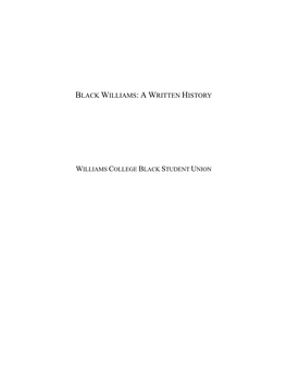 Black Williams: a Written History