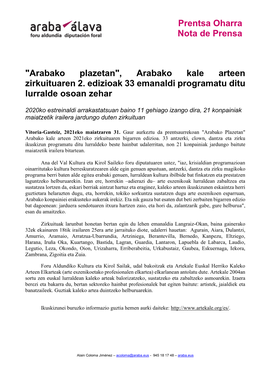 Arabako Plazetan", Arabako Kale Arteen Zirkuituaren 2
