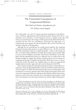 The Unintended Consequences of Congressional Reform: the Clark and Tunney Amendments and U.S