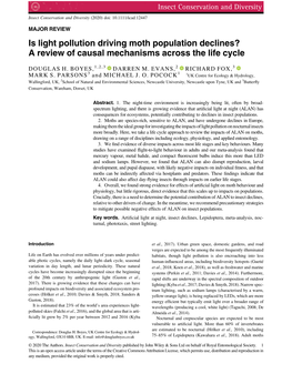 Is Light Pollution Driving Moth Population Declines? a Review of Causal Mechanisms Across the Life Cycle