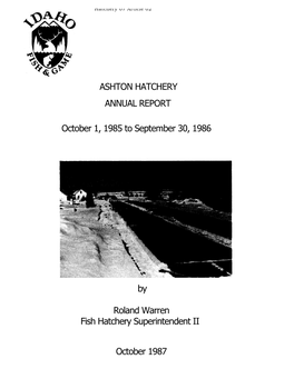 Hat-Warren1986 Ashton Hatchery Annual Report