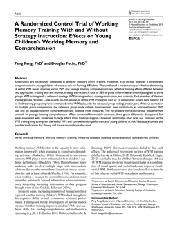 A Randomized Control Trial of Working Memory Training