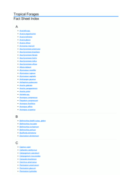 Fact Sheet Index Tropical Forages
