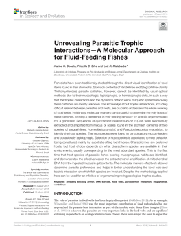 Unrevealing Parasitic Trophic Interactions—A Molecular Approach for Fluid-Feeding Fishes