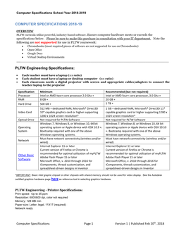 Computer Specifications 2018-19