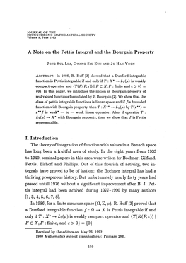 A Note on the Pettis Integral and the Bourgain Property I. Introduction