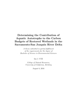 Determining the Contribution of Aquatic Autotrophs to the Carbon Budgets of Restored Wetlands in the Sacramento-San Joaquin River Delta